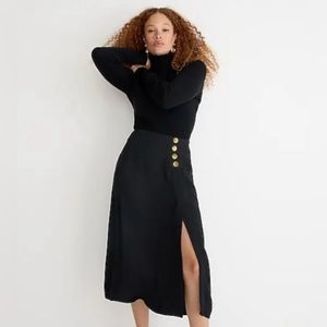 J. Crew NWT Side-slit crepe midi skirt, black, 12